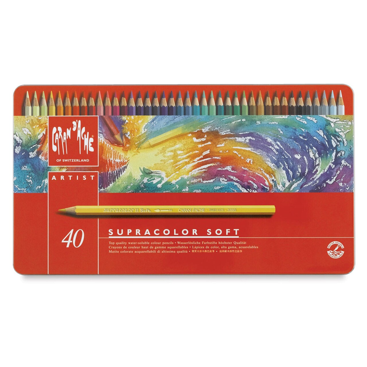 Caran d'Ache Supracolor Soft Aquarelle Pencil Set - Set of 40, Assorted Colors